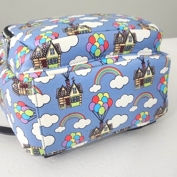 LOUNGEFLY DISNEY PIXAR UP RAINBOW BALLOONS CARL'S HOUSE BACKPACK - Picture 9 of 9